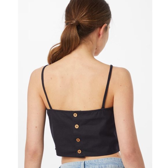 NWT bizance paris organic cotton crop top w/back button detail M - Picture 2 of 8